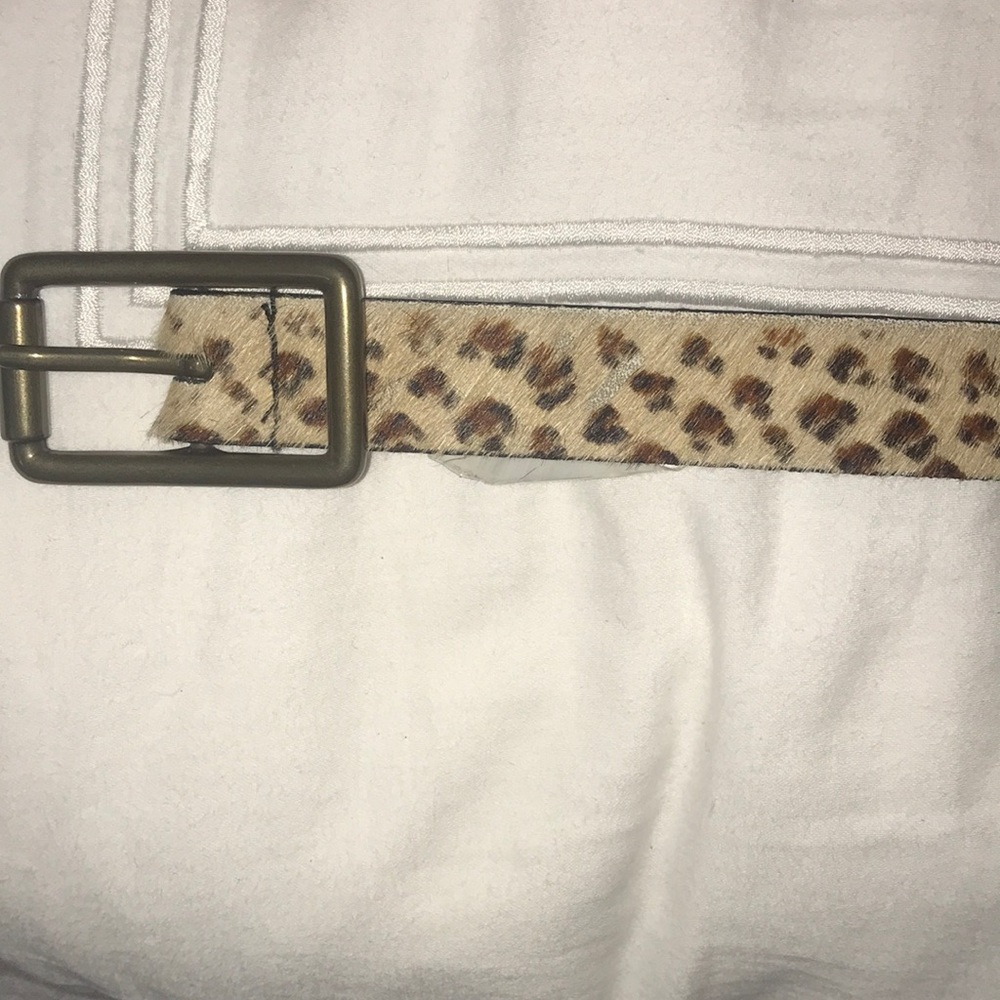 Leopard print leather belt
